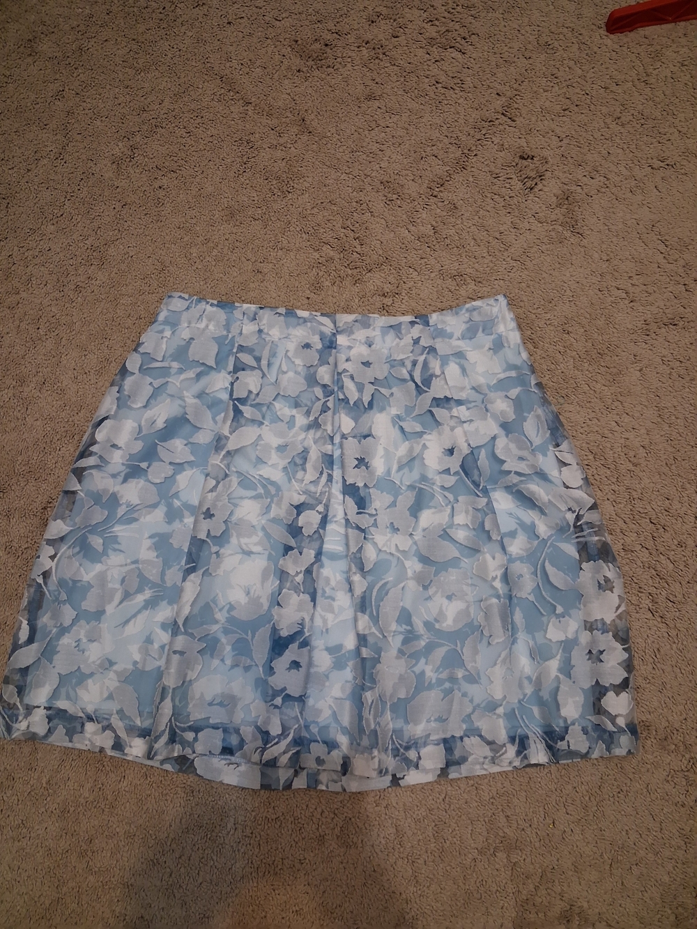 Light Blue Floral A-Line Skirt - Brand: